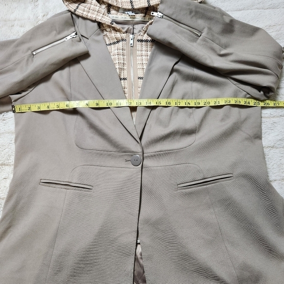 NEW Size 22W Blazer Jacket neutral houndstooth hood pockets PEACE LOVE W… - Picture 7 of 13